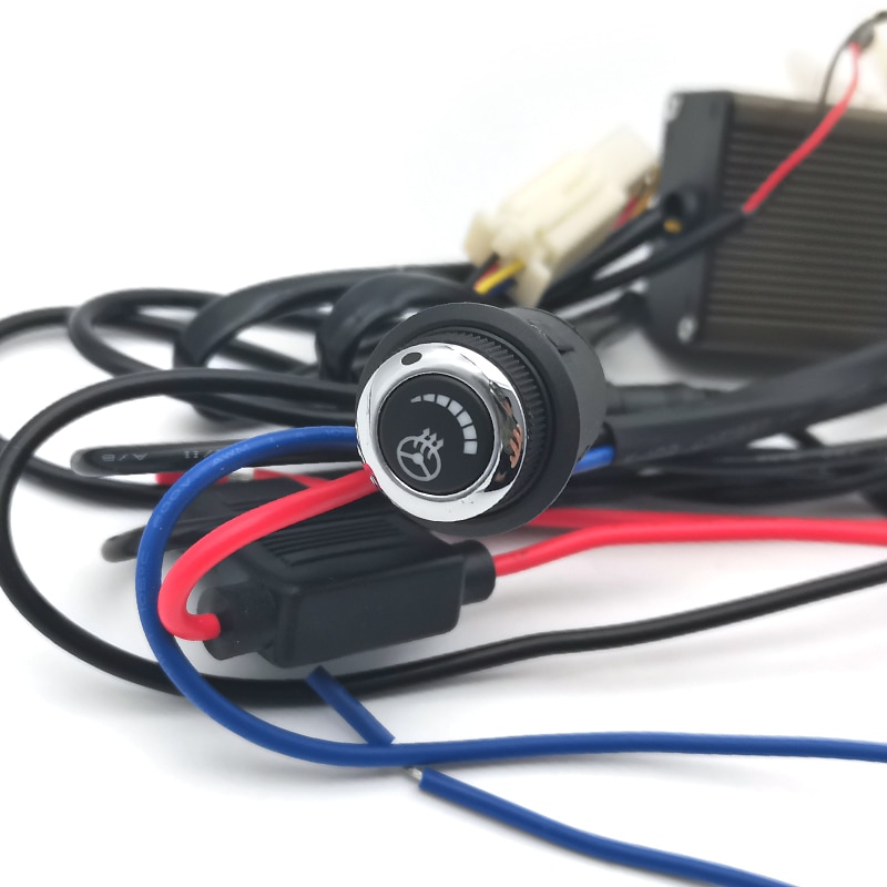 Auto Lenkrad Heizung Bausatz 12V Kohlenstoff Faser Erhitzt Pad mit/6 Gang LED Schalter