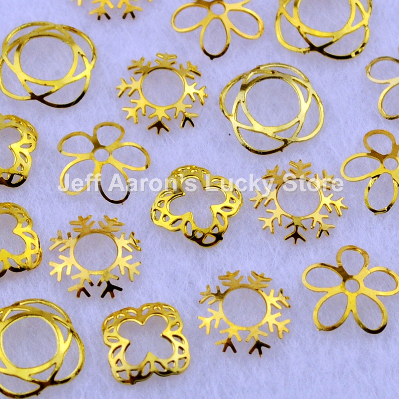 40 STKS metalen 3d nail art decoraties gold hollow nagels frame charm sieraden