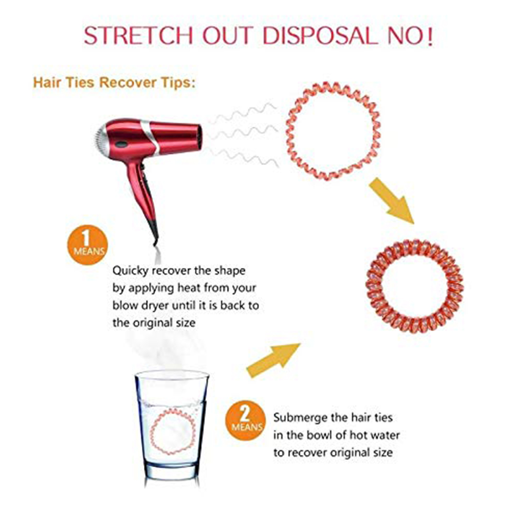 Lazos para el cabello en espiral negros, elásticos mate, sin rastro, accesorios para el cabello para hombres, cabello rizado, pelo largo y grueso