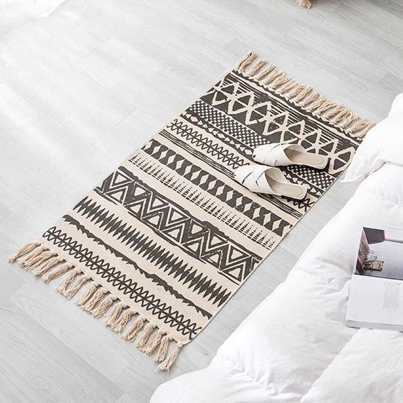 Home Rug Hand Made Rechthoek Kwastje Gebreide katoen tapijt 60x90CM