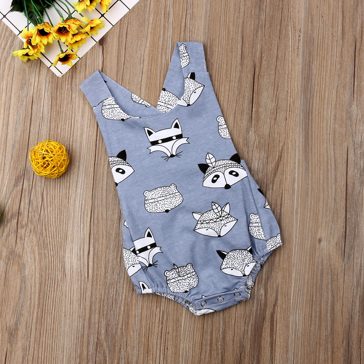 Zomer Leuke Pasgeboren Baby Kids Baby Jongen Meisje Bodysuit Mouwloze Cartoon Dier Jumpsuit Playsuit Kleding Outfit