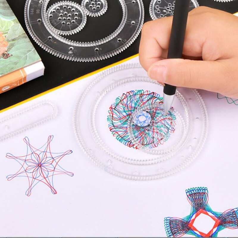 18/22Pcs Spirograph Tekening Speelgoed Set Grijpende Tandwielen & Wielen Tekening Accessoires Educatief Speelgoed Voor Kinderen