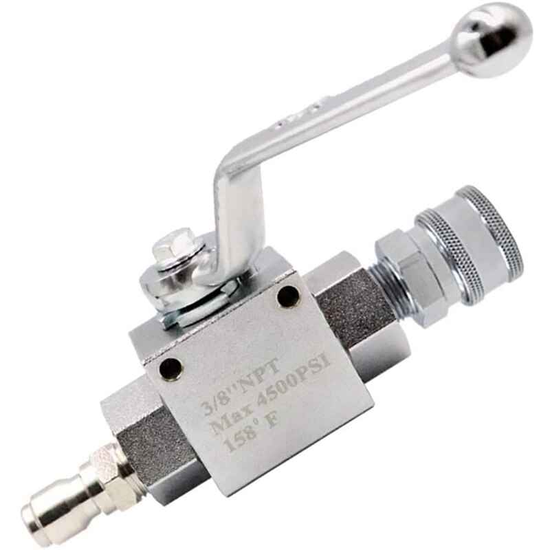 High Pressure Ball Valve Kit for Pressure Washer Hose, 3/8-Inch MNPT Plug x 3/8-Inch FNPT Quick-Connect, 158°F 4500 PSI