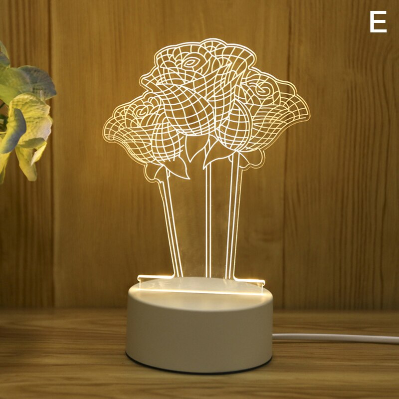 Acrylic 3D Night Light Elk Love Pattern Night Light LED Romantic Light: E