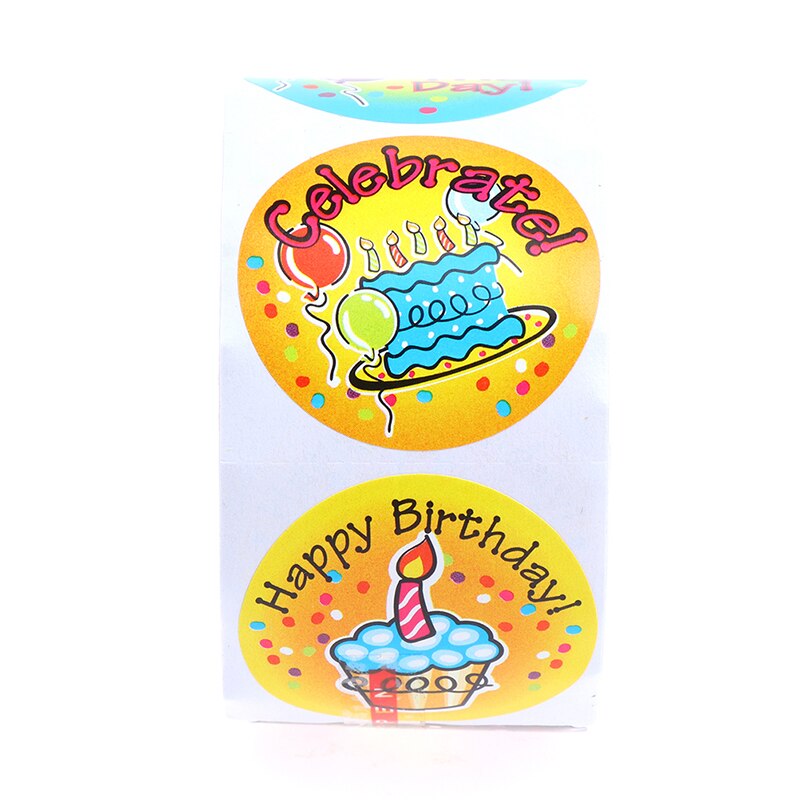 100pcs/roll HAPPY BIRTHDAY Sticker Adhesive Stickers Kraft Baking Paper Stickers For Craft Handmade Stationery