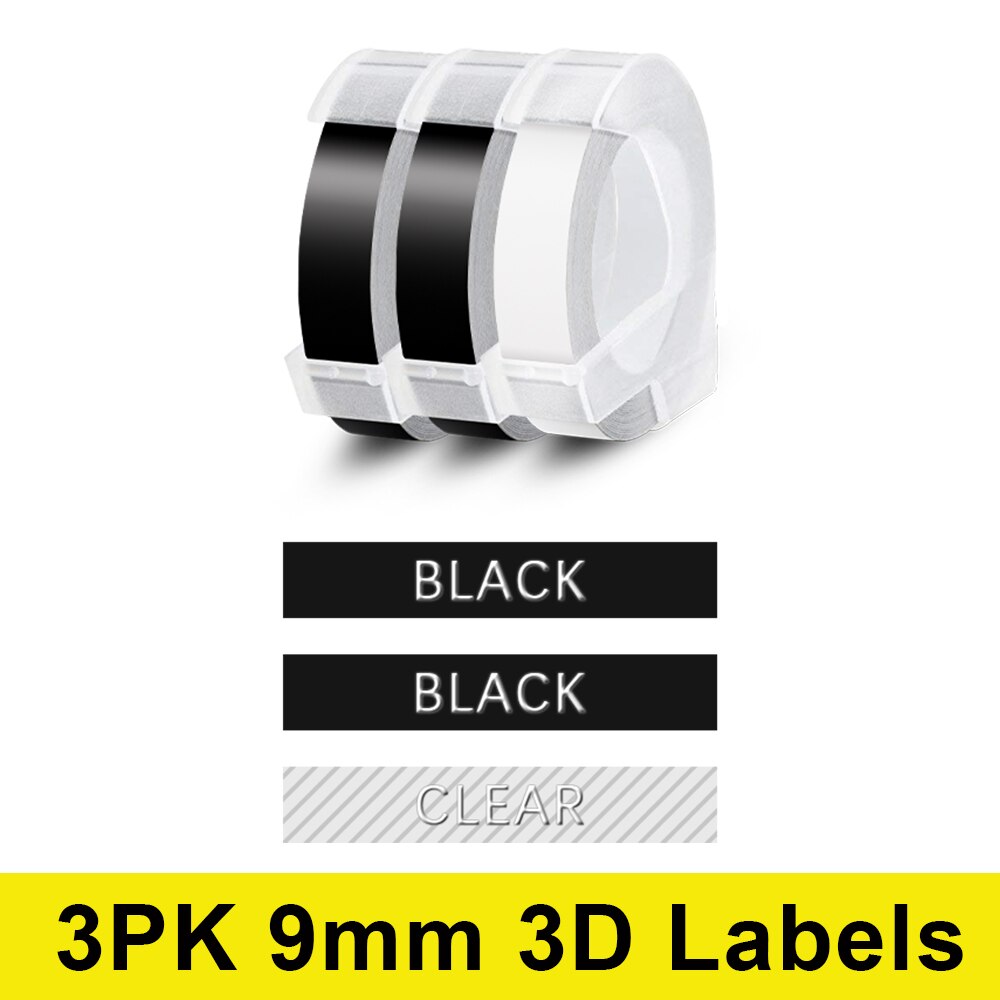 3PK 9mm 3D tłoczenie taśma z etykietami dla Motex E101 drukarka do etykiet dla Dymo E-101 instrukcja maszyna do pisania DIY 3D taśma drukarka etykiet maszyna: 3PK Mixed 10