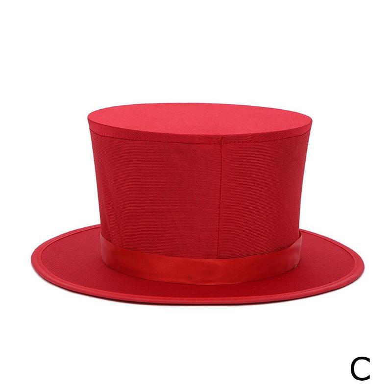 Folding Top Magic Hat Spring Magic Tricks Red Black Playing Card Pattern Appearing Vanishing Hat For Kids Close-up Magic Display