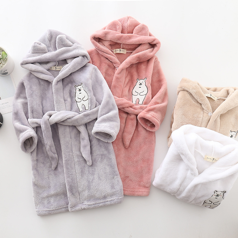 Peignoir enfants pour fille enfants vêtements fille flanelle Robe de bain vêtements garçon dessin animé Robe de nuit enfants pyjamas pour fille 1-8 ans