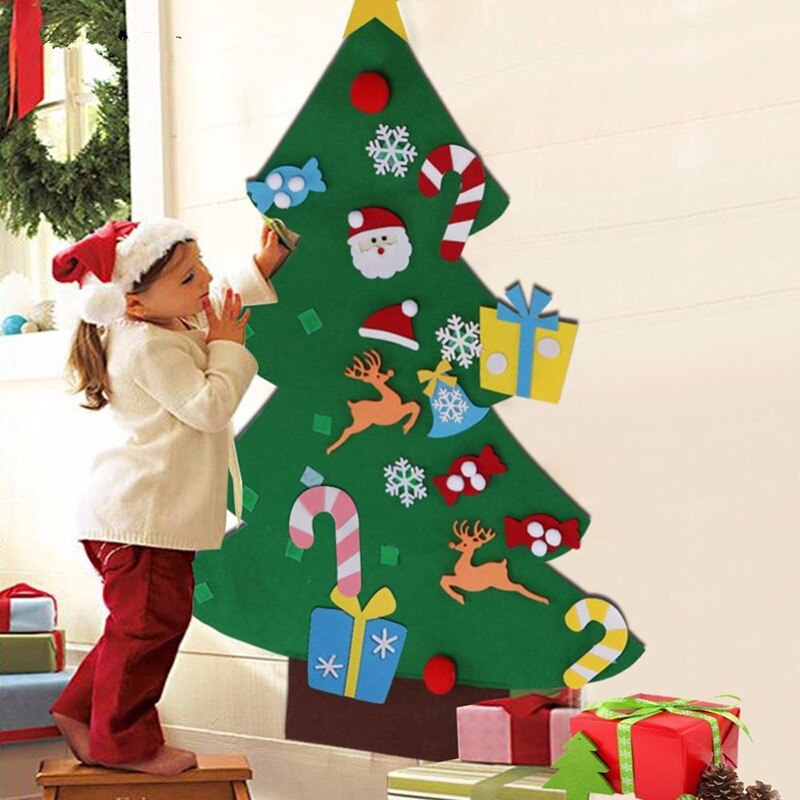 DIY Felt Christmas Tree for Kids Christmas Tree with Glitter Ornaments for Kids Xmas Christmas Door Wall Hanging