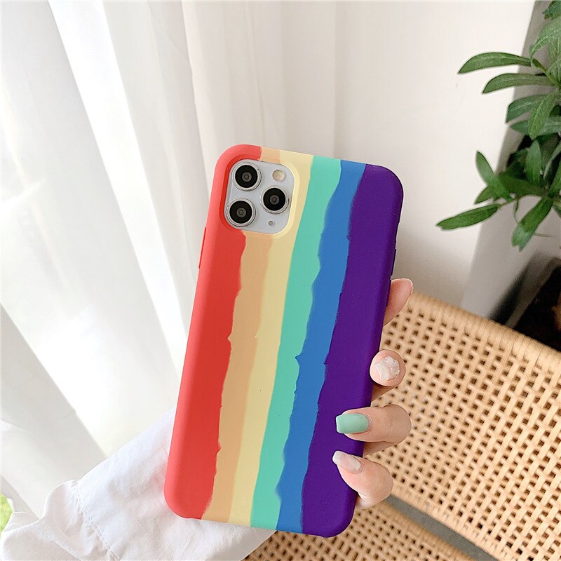 Cassa Del Telefono di alta Qualità Arcobaleno di Silicone Liquido per il iPhone 11 Pro Max Xr Xs Xsmax 7 8 Più SE 2020 foral Caso di Tpu Nuova Copertura