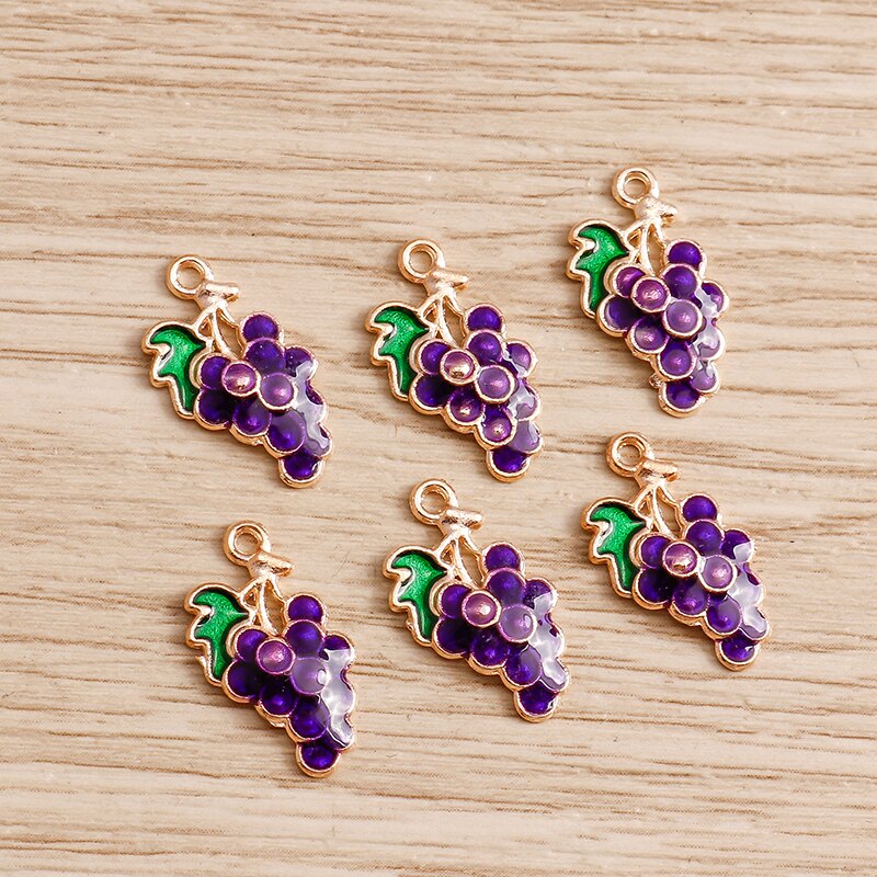 10 pçs/lote Esmalte Encantos para Brincos Pingentes Colares Fruta Morango Abacaxi Banana Laranja Encantos Artesanais Fazer Jóias: Zincado azul