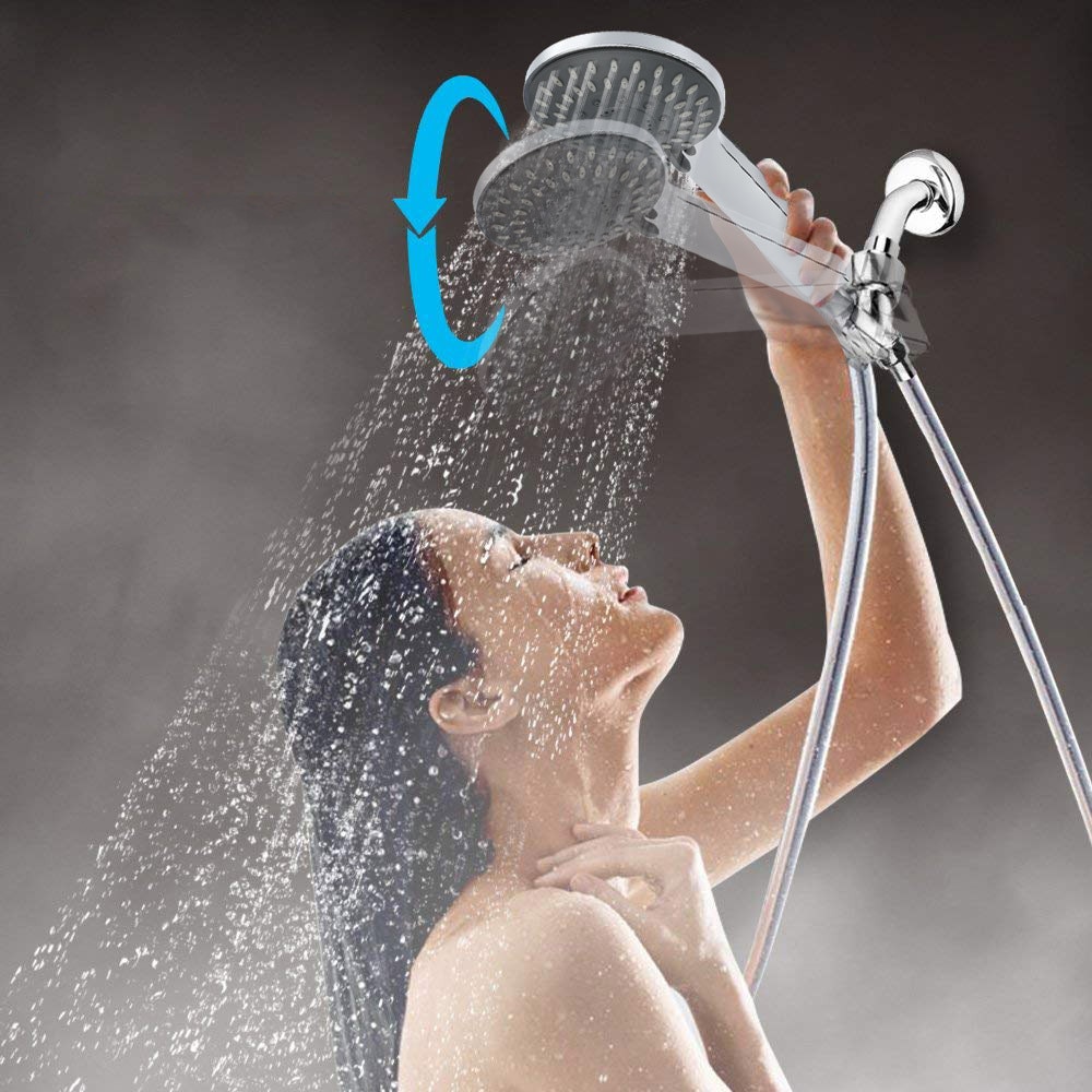 Shower Head High Pressure Bathroom 4 Inch 5-Setting Adjustable Shower Head Top Water Saving Powerfull Boosting Spray Bath #YL5