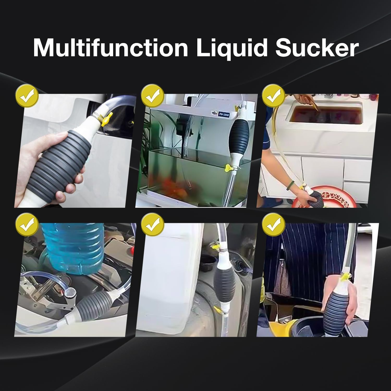 Ventosa de líquido multifunción, transferencia Manual de gasolina de transferencia de combustible, sifón de combustible portátil para Gas, gasolina, aceite, Liqui