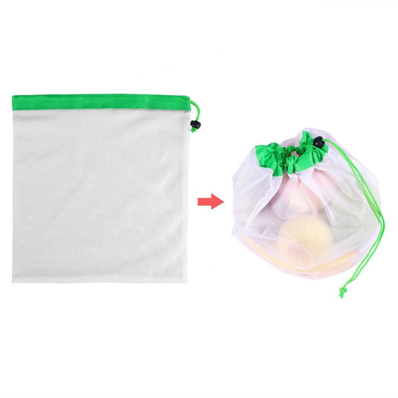 Reusable Produce Mesh Bag Vegetable Fruit Toys Breathable Storage Bags Grocery Shopping Pouch Washable Eco Friendly Organizer