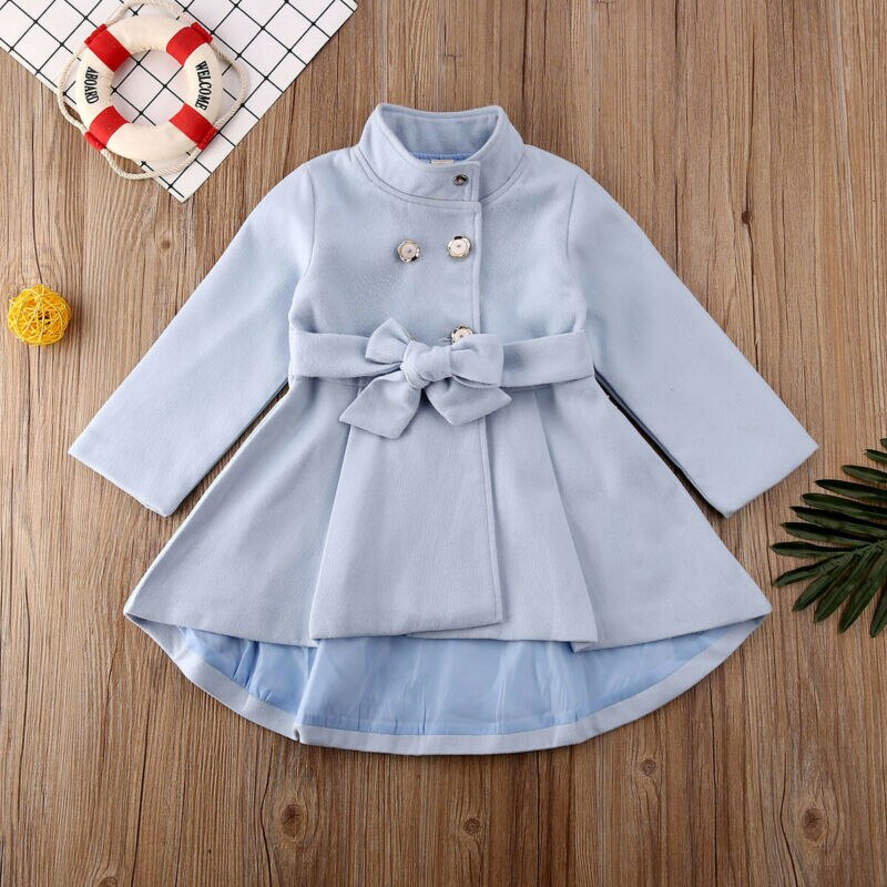 Mädchen Graben Elegante Kleinkind Baby Mädchen Oberbekleidung Lange Kleid Windjacke Jacke Mantel Herbst Winter Größe 1-5Y