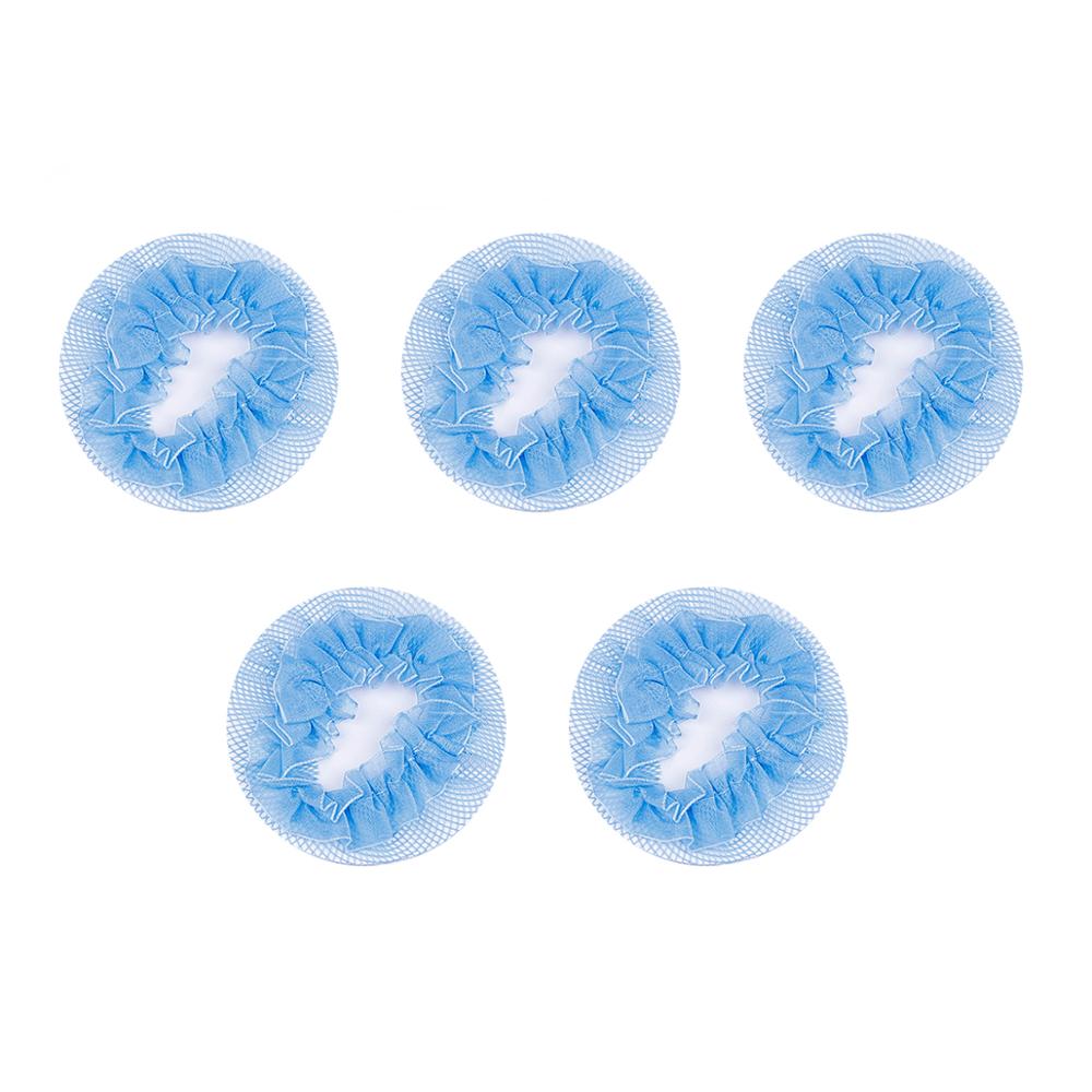 8.5cm Cute Flower Girls 2-5Pcs Bun Hair Nets Adjustable Kids 5 Colors Ballet Dance Examination Elastic Hair-net Styling Braider: light blue 5pcs