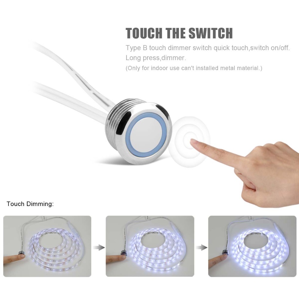 Touch Dimbare LED Strip licht lamp 12V Diode Tape Met Traploze Touch Sensor Dimmer DIY Closet Kast Nachtkastje Bed backlight