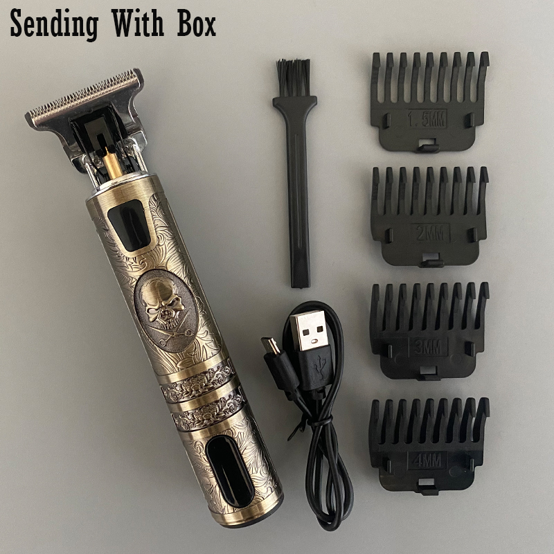 barber 2022 Clipper Trimmer Scheerapparaat Voor Mannen 110V-220V Oplaadbare Draak Haar Snijmachine Vintage T9 tondeuse maszynka do wlosow traş makinesi: skull LCD