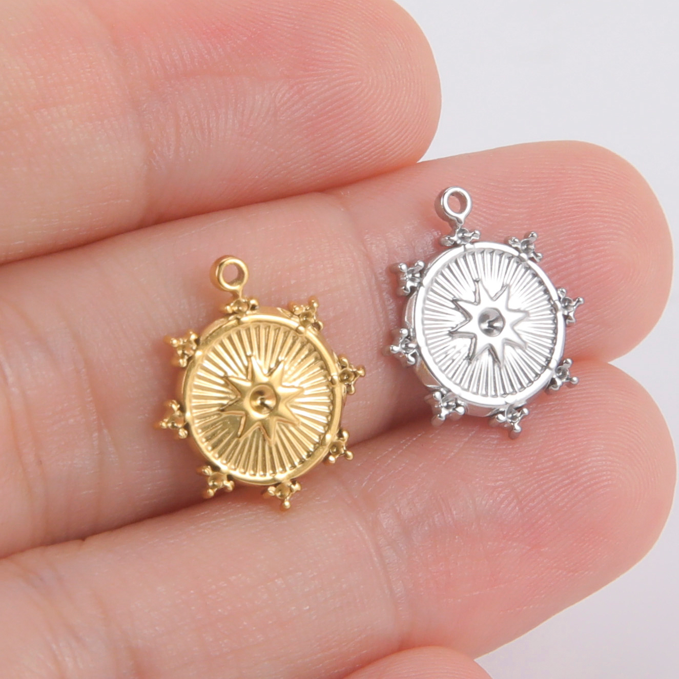 Teamer-abalorios de acero inoxidable con forma de estrella del Norte para joyería, Mini colgante de , suministros de fabricación de joyería DIY, 5 piezas,: Oro / PLATEADO