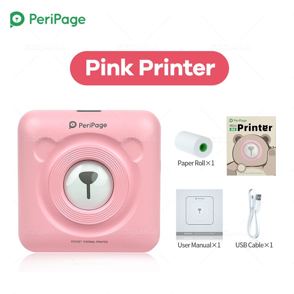 Mini Sticker Label Photo Printer Peripage A6 8 Soorten Van Kleur Foto Printer Bluetooth Draadloze Telefoon Drukmachine Printer: Pink Printer