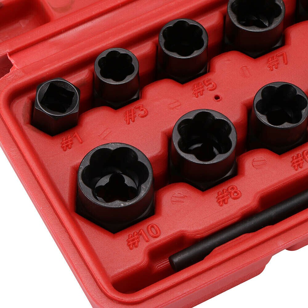 Repair Nut Remover Socket Damaged Rounded 11pcs Lug Extractor Extraction
