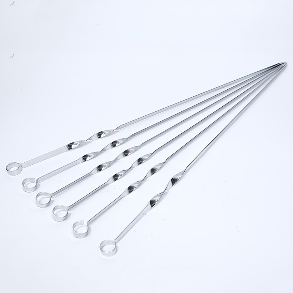 Brochettes plates pour Barbecue en acier inoxydable réutilisables, 10 pièces, aiguilles pour Barbecue, pour Camping en plein air, outils de pique-nique, outils de cuisine