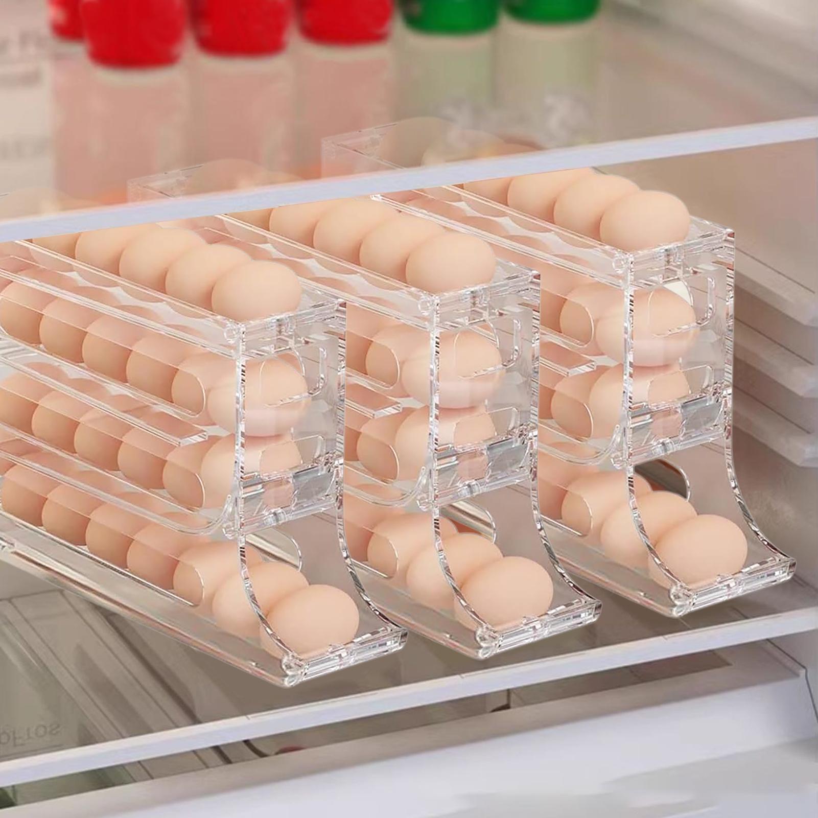 Kühlschrank-Eierhalter mit Automatischer Rollfunktion, Platzsparende Eieraufbewahrungsbox für Kühlschränke und Schränke