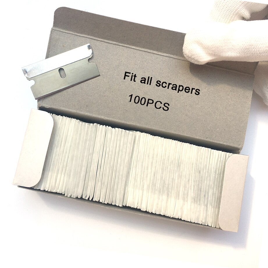 100 stk 1.5 " ekstra kulstofstål klinge til alle barberskraber metal vinyl bil wrap værktøj enke farve renseværktøj klistermærkefjerner