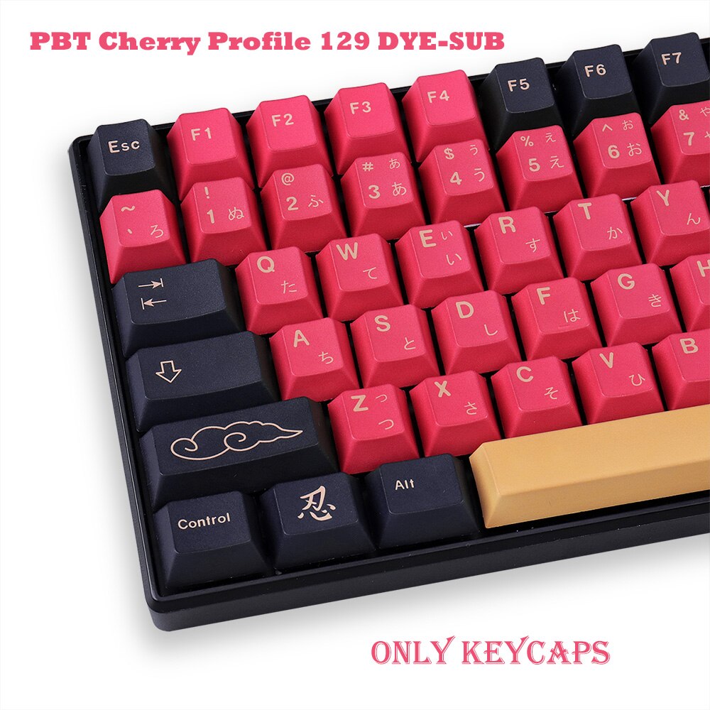 PBT Keycap 129 Keys DYE-SUB Cherry Profile BLUE/RED Samurai Japanese KeyCaps For Cherry MX Switch Mechanical Keyboard