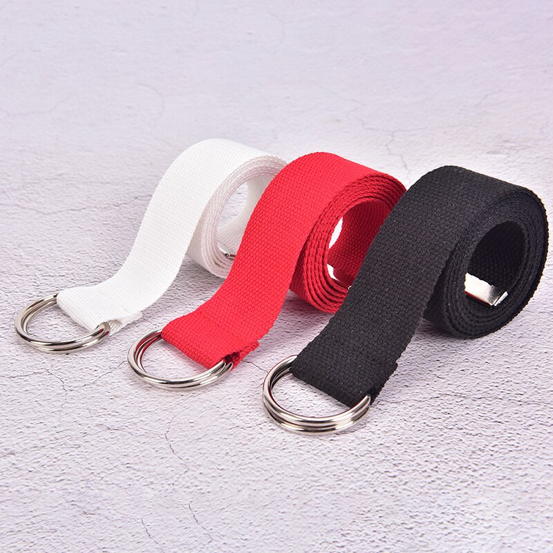 Unisex casual dobbel d-ringer nylon lerret striper spenne linning utendørs belter