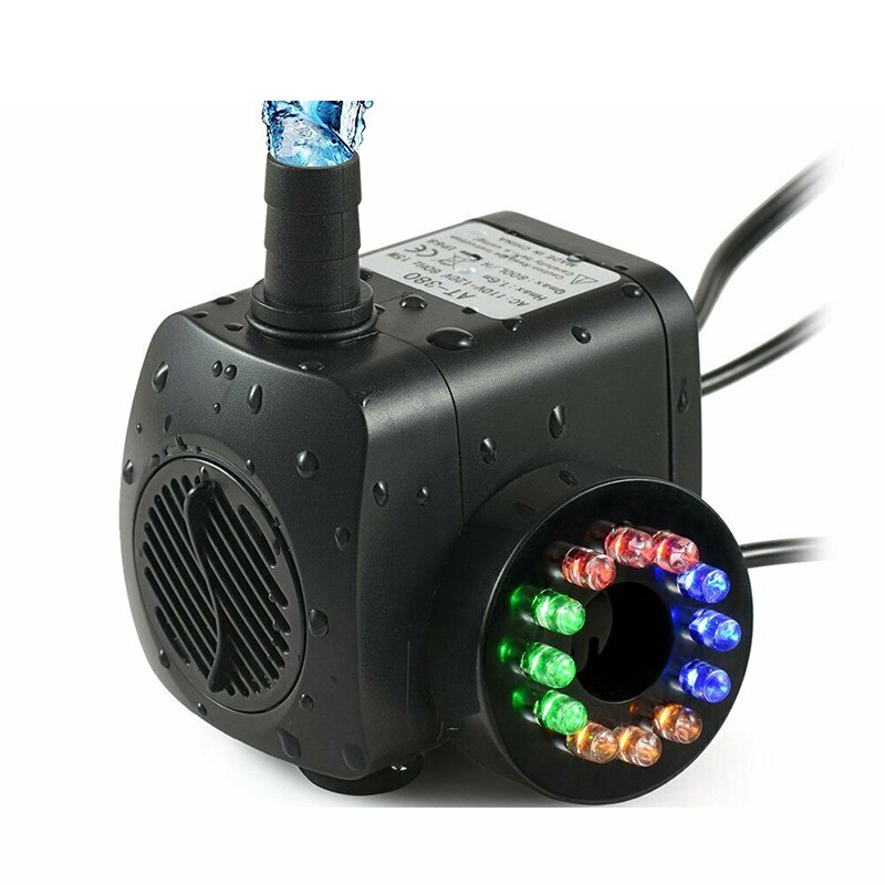 Cool LED Light Plate 15W Submersible Water Fountain Pump With 12 LED Light For Fish Tank Pond Garden Pool Safe Waterproof: AU plug