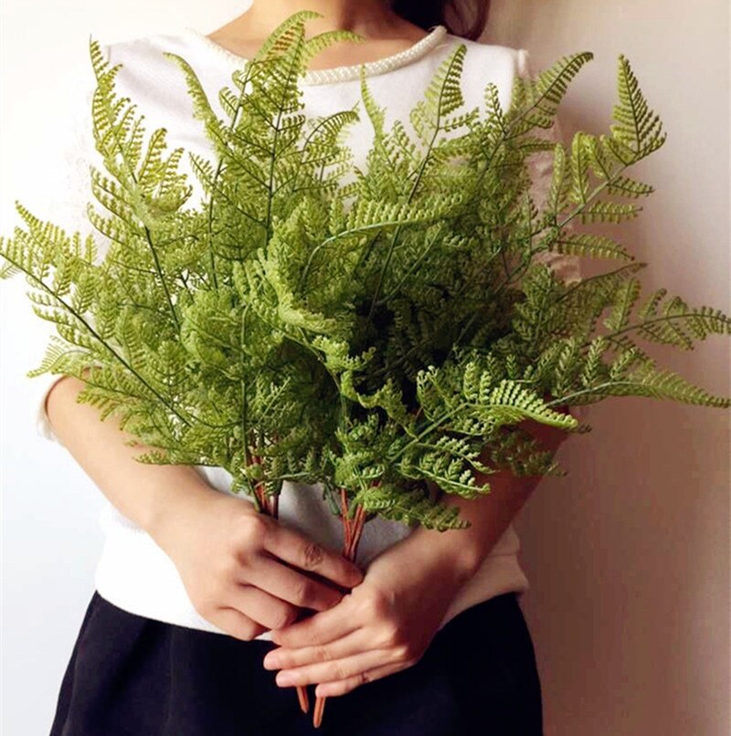 One Real Touch Feeling Fern leaf Bunch Artificial Fern Greenery Evergreen Plant for Wedding Centerpieces Decorative Greenery