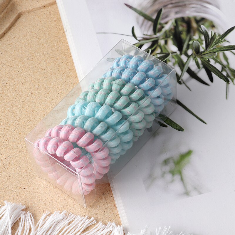 9pcs Elastic Hair Bands Colorful Spiral Hair Ties Telephone Wire Hair Accessories Girls Elastic Hair Bands Headband: style-15