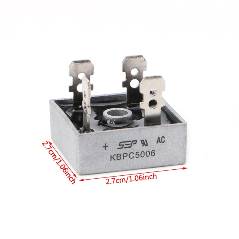 Kbpc 5006 vermogensbruggelijkrichter 50a 600v metalen behuizing diodebrugregeling eenfase #aug .26