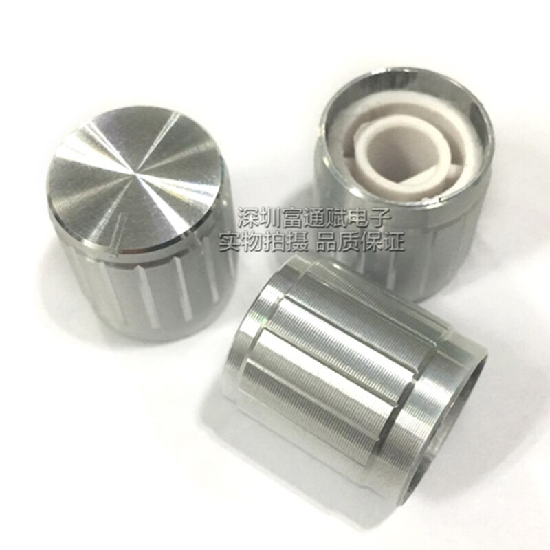 10 stuks aluminium knop 15MM * 16.5MM zilver half as gat D type potentiometer binnenste gat 6MM