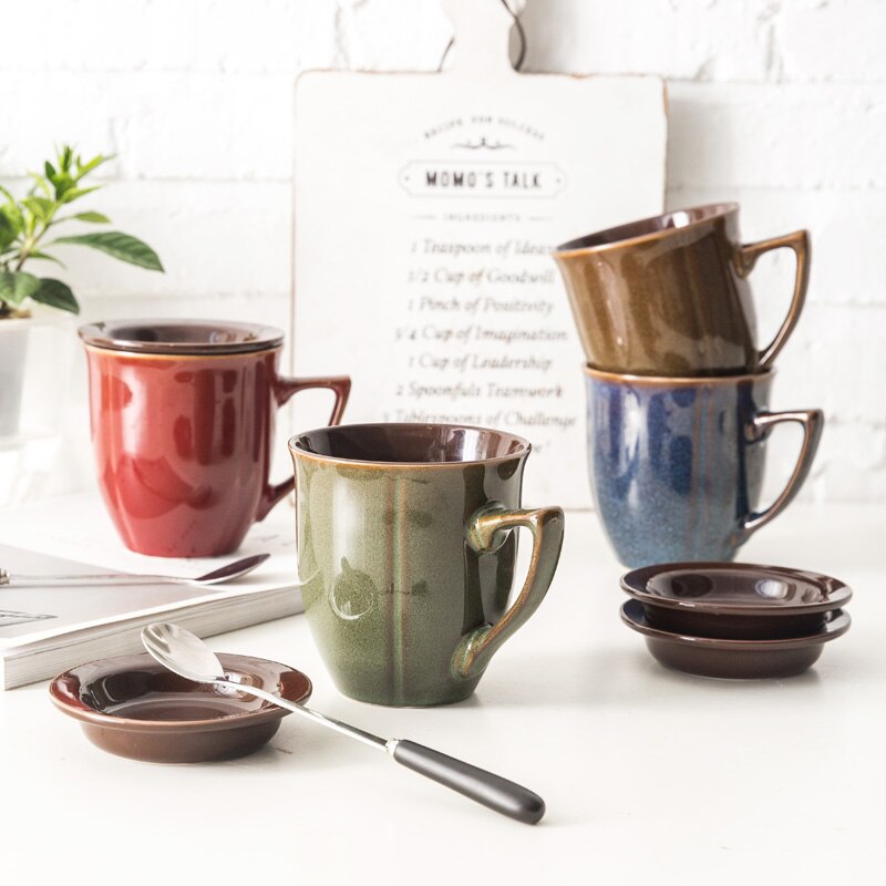Bedst sælgende ins cup nordic cup familie kaffekop simpel keramisk kop med ske kontor vand kop krus