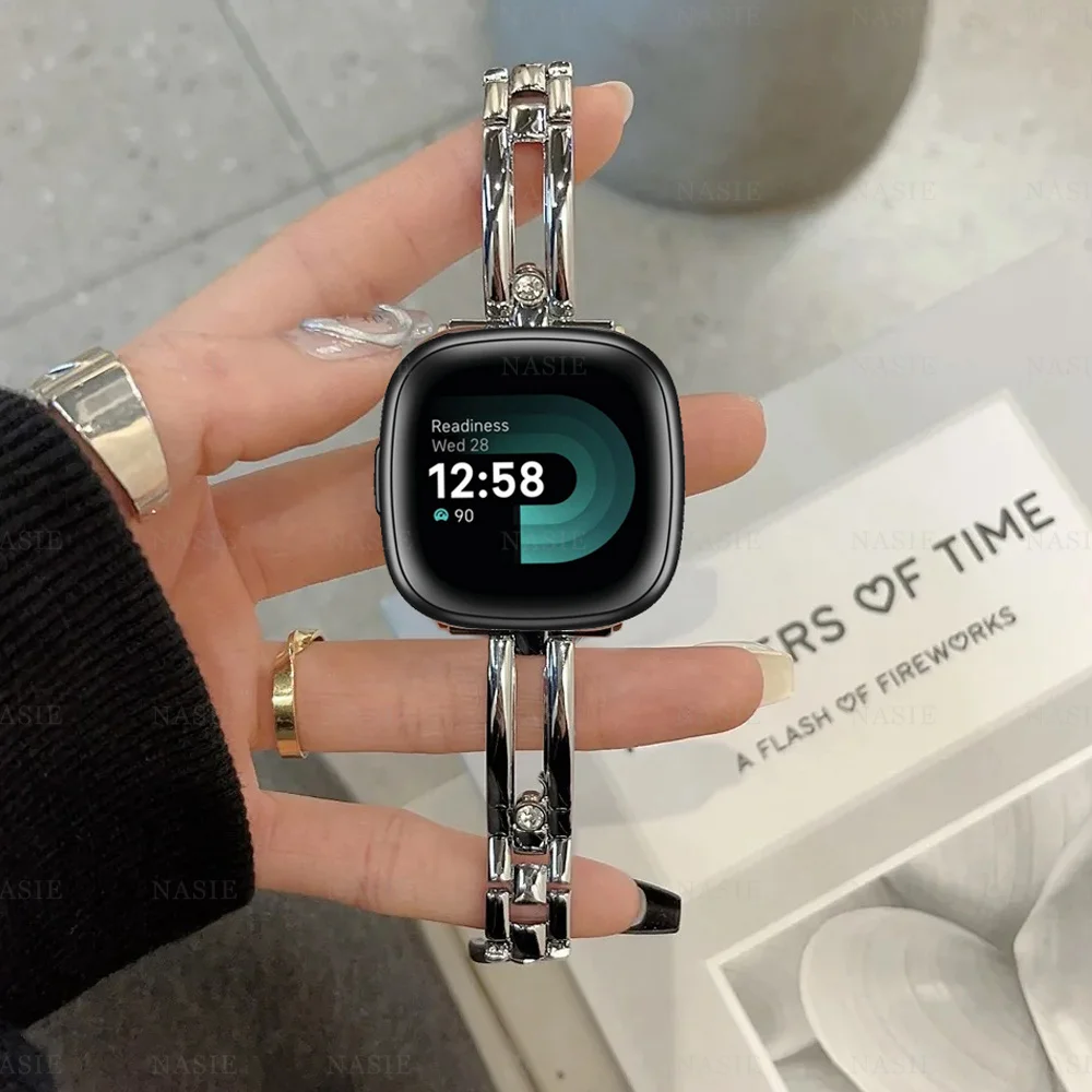 Slim Diamond Bracelet For Fitbit Versa 1/Versa 2/versa 3/Versa 4 Watch Strap Metal Bracelet For Fitbit Versa Lite/Sense 2 Strap