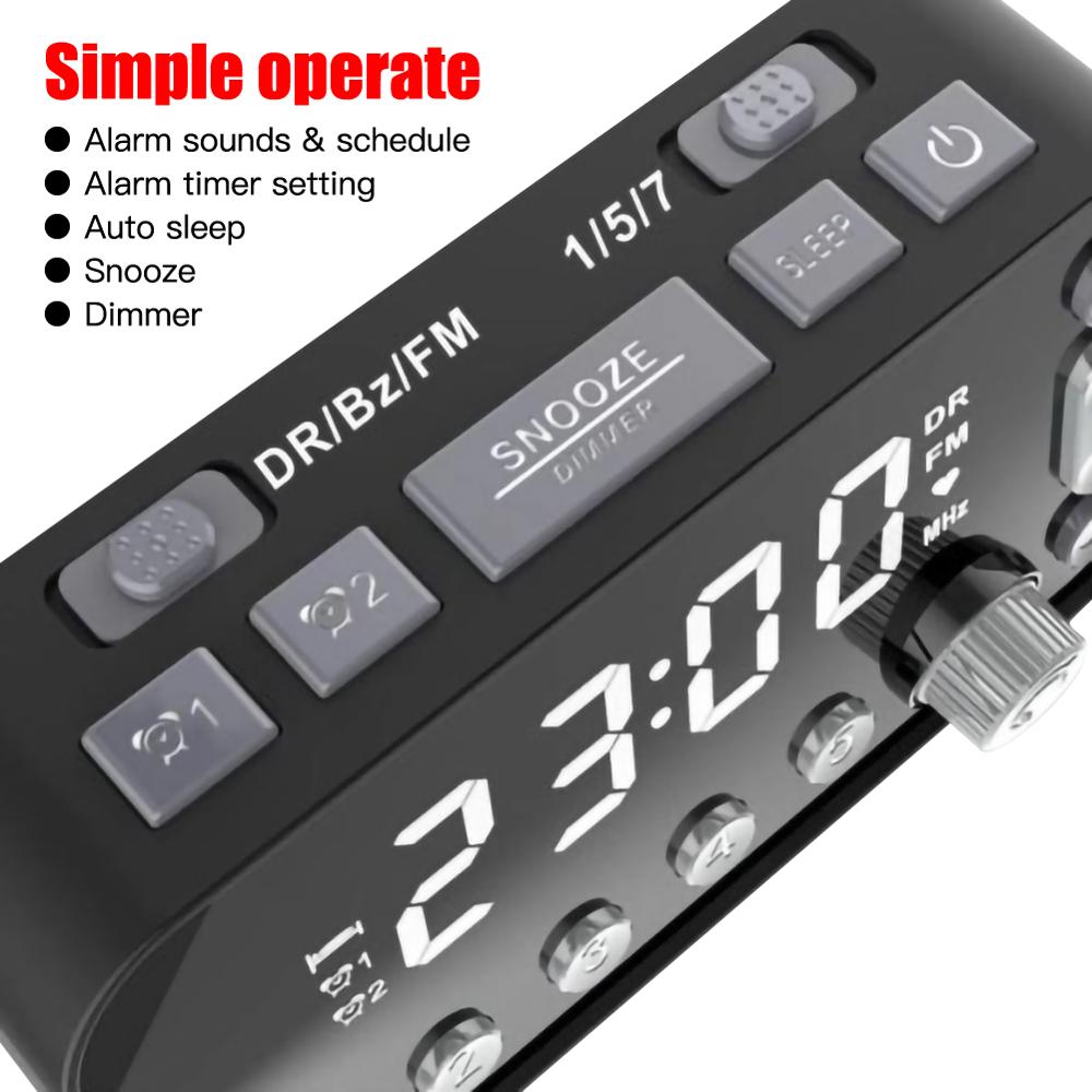 Stereo Audio Simple Use DAB/FM Clock MP3 Radio Player with Dual Alarm Setting Double USB DC 5V 2A MP3WMA Car Radio Player