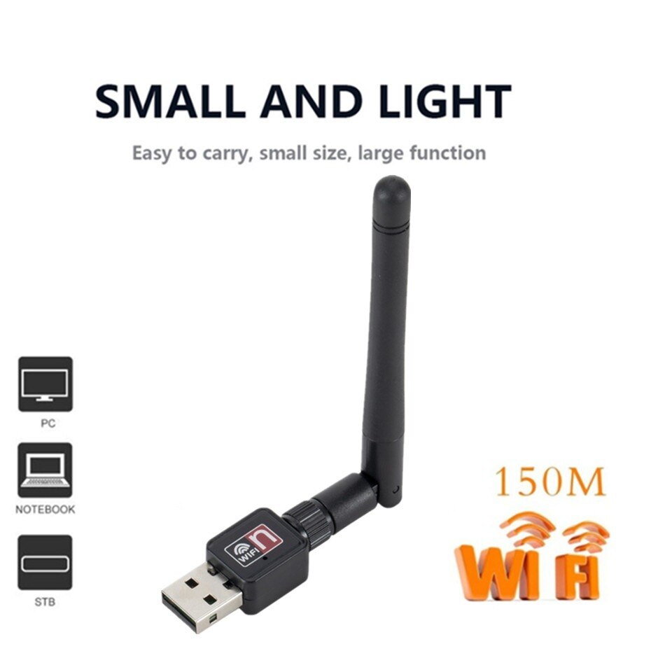 Wireless WiFi Network Card 150M USB 2.0 802.11 b/g/n LAN Antenna Adapter with Antenna for Laptop PC Mini Wi-fi Dongle