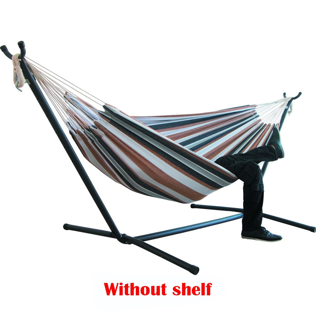 Hamacas dobles individuales para interiores, durabilidad cómoda, tumbona colgante a rayas, lona gruesa, hamaca grande para silla al aire libre: D