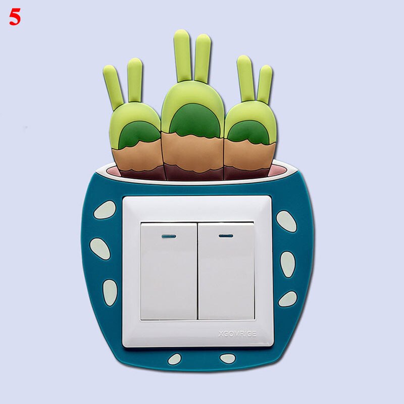 1pc Cute Switch Sticker Room Decor Cartoon Cactus Switch Cover Wall Sticker Luminous Wall On-off Sticker Home Decoration: 5
