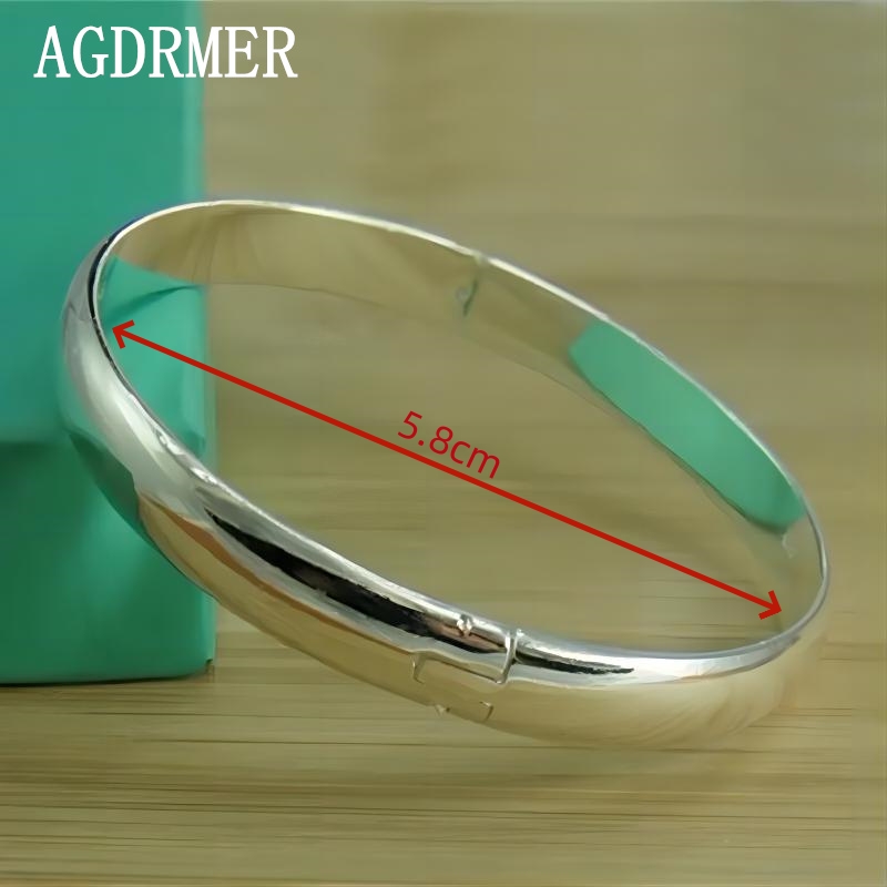 Mode Vrouwelijke 925 Sterling Silver Bangle Eenvoudige Effen Smooth Armband Voor Vrouwen Charm Sieraden Party Verjaardag: Black