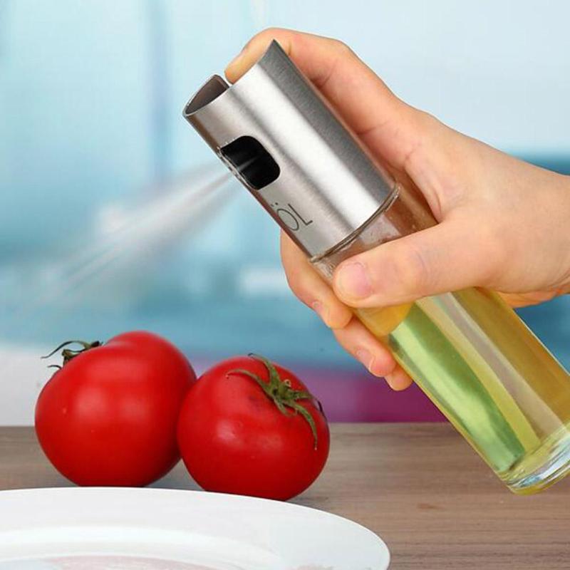 Stainless Steel Olive Oil Spray Empty Bottle Barbecue Vinegar Sprayer Pot Oil Dispenser for Cooking BBQ Kitchen Baking
