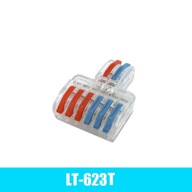 Wire Connector 2 In 4/6 Out Wire Splitter Terminal LT-422 633 623 933 Compact Wiring Cable Connector Push-in Conductor: LT-623T / 1pc