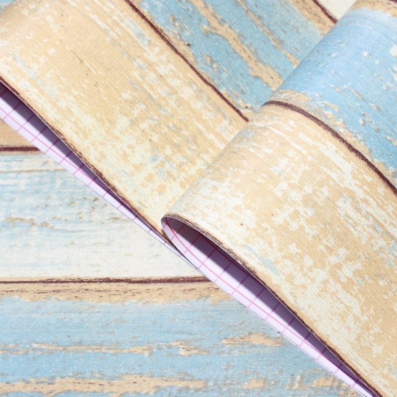 6M vinilo 3D papel de grano de madera Mediterráneo papel autoadhesivo pegatinas de pared para muebles