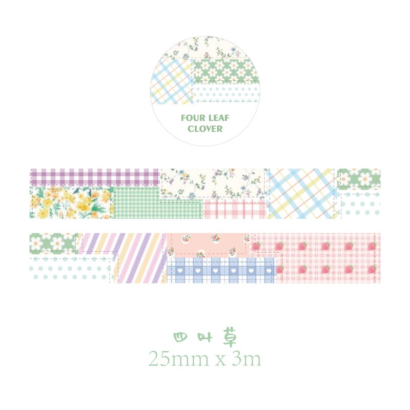 1 Roll Bloemen Washi Tape Decoratie Roll Diy Decoratieve Sticky Paper Masking Tape Zelfklevende Tape Plakboek Doorschijnend Tape: FOUR LEAF CLOVER