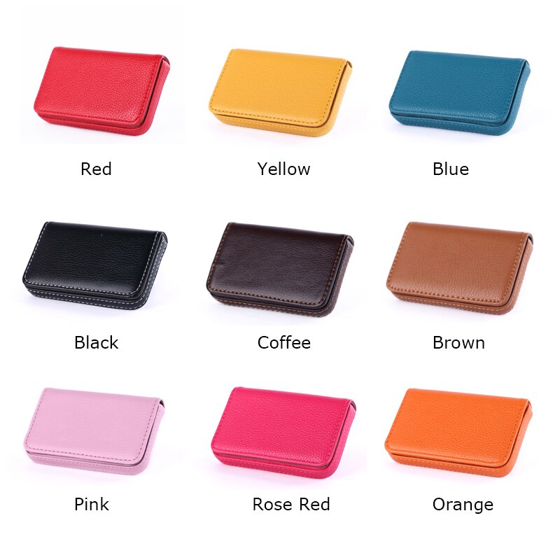 Yuecimie Grote Capaciteit Unisex Visitekaartje Case Id Pouch Vrouwen Pu Lederen Card Box Man Credit Kaarthouder Zwart Bruin