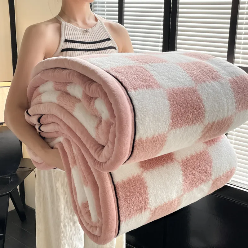 Couverture d'hiver chaude en peluche, Plaid de A, polaire de corail, douce et épaisse, pour canapé, simple, Double, couvre-lit en fourrure pour Couple: 70x100 cm / Violet