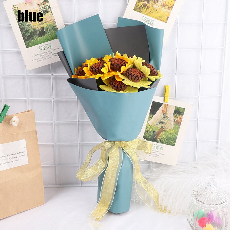 Beautiful Sunflower Bouquets Artificial Flower Handmade for Teachers' Day DIY Packing Material THIN889