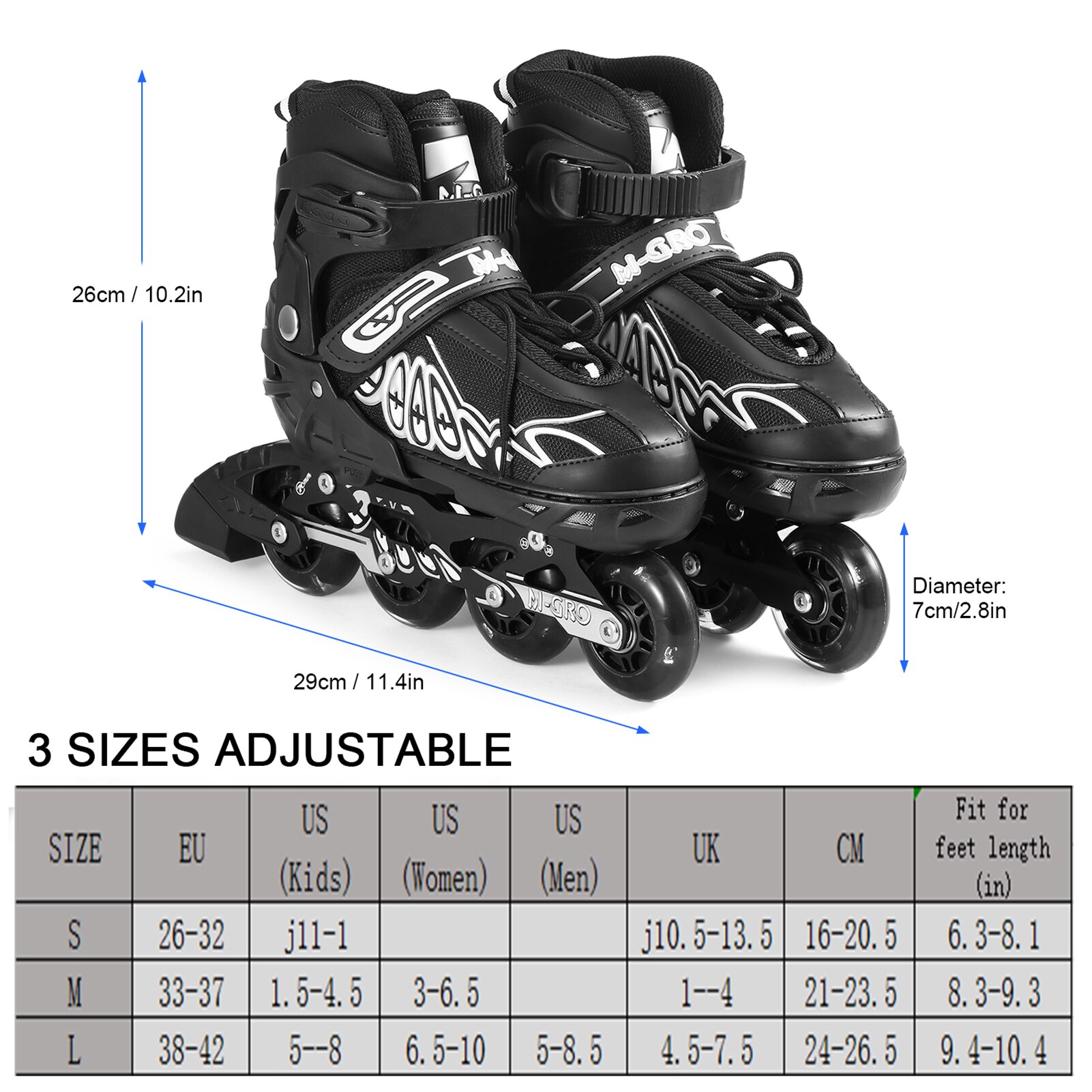 Adjustable Inline Skates with Illuminating 4 Wheels Roller Skates for Kids Boys Girls Ladies Skate Shoes Patines Patins